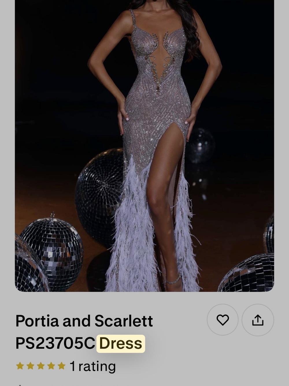Elegant Silver and White Feather Gown